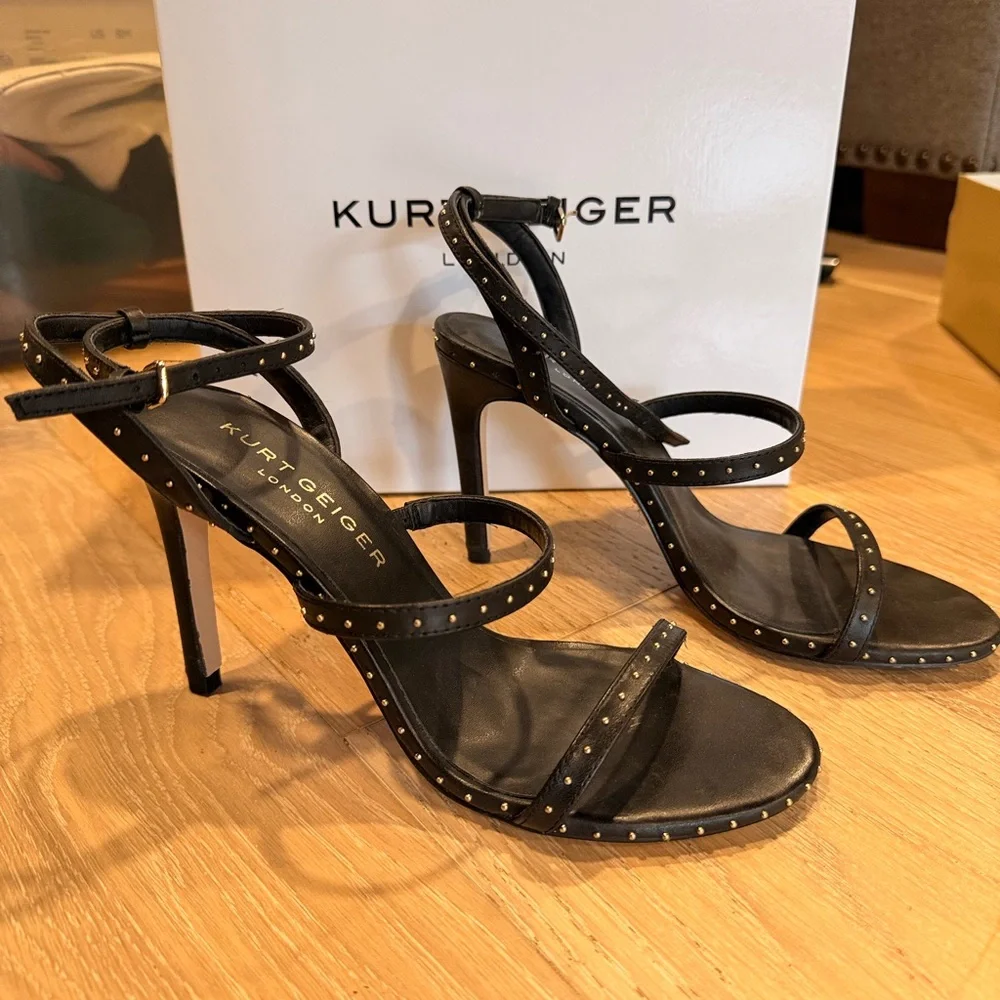 Kurt Geiger Black Studded Heels 8 black - Picture 2 of 5
